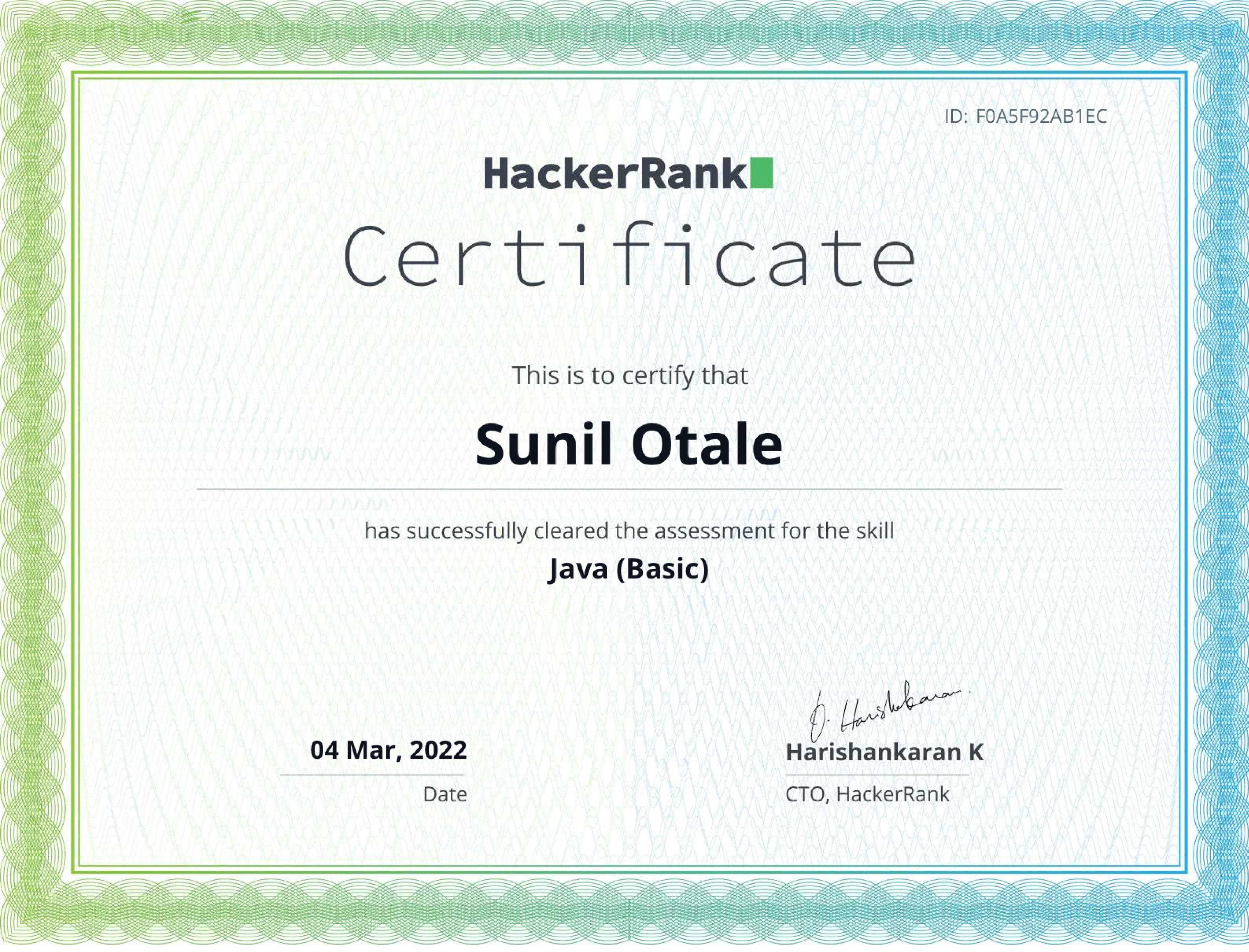 Java Basic certificate