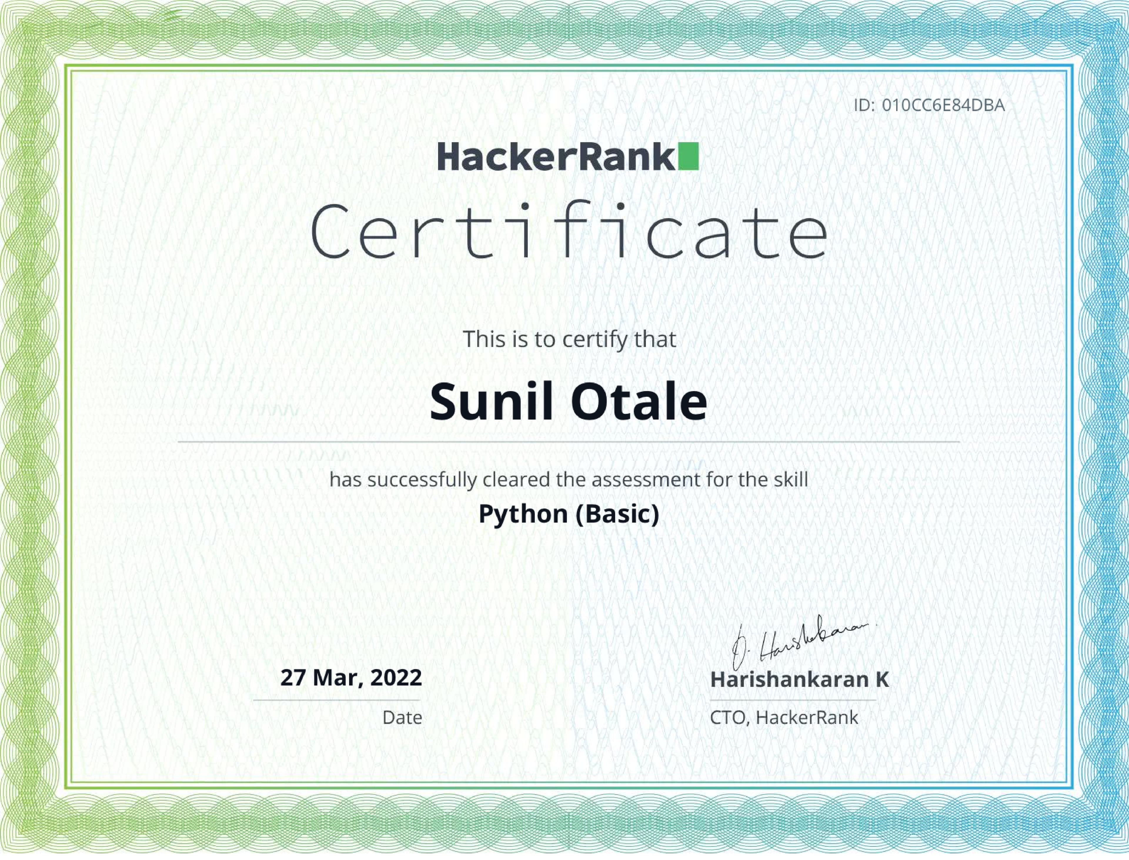 Python Basic certificate